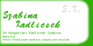 szabina kadlicsek business card